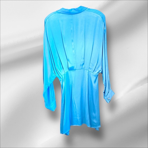 Zara Dress Icy Blue! Long Sleeves Mini Size M NWT - Picture 6 of 9